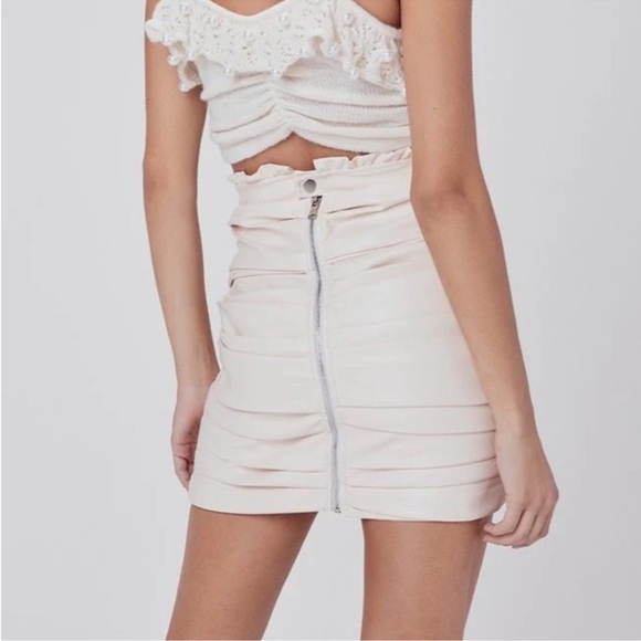 For Love and Lemons Lace Up Mini Skirt Size Small Color Cream - Picture 3 of 7